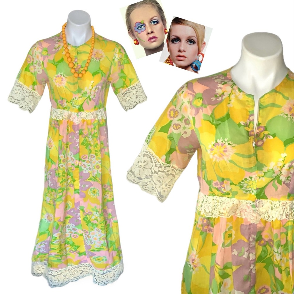 v i n t a g e :: Fantastic 60s Floral Maxi Dress Mumu Lace